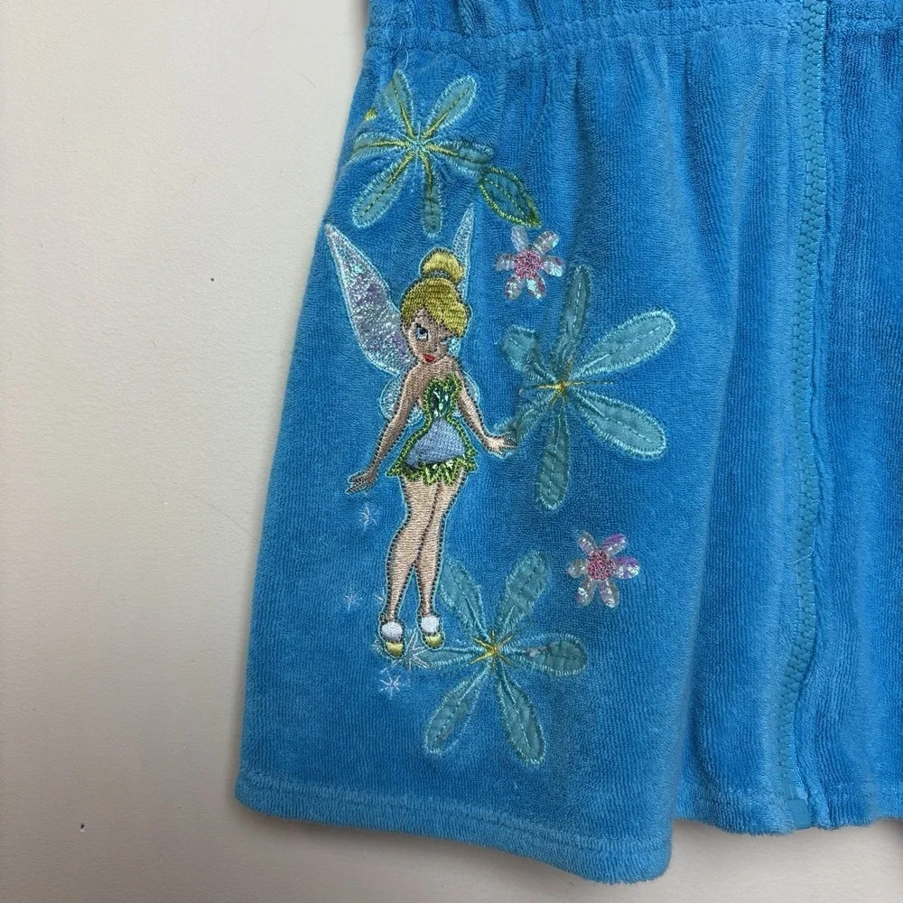 Disney Store Tinkerbell Swim Cover Up Girls XXS Size 2/3 Blue Terry Hood Zip‎